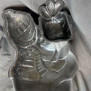 Lenox Yuletide Silver Snowman Chip & Dip Metal Serveware